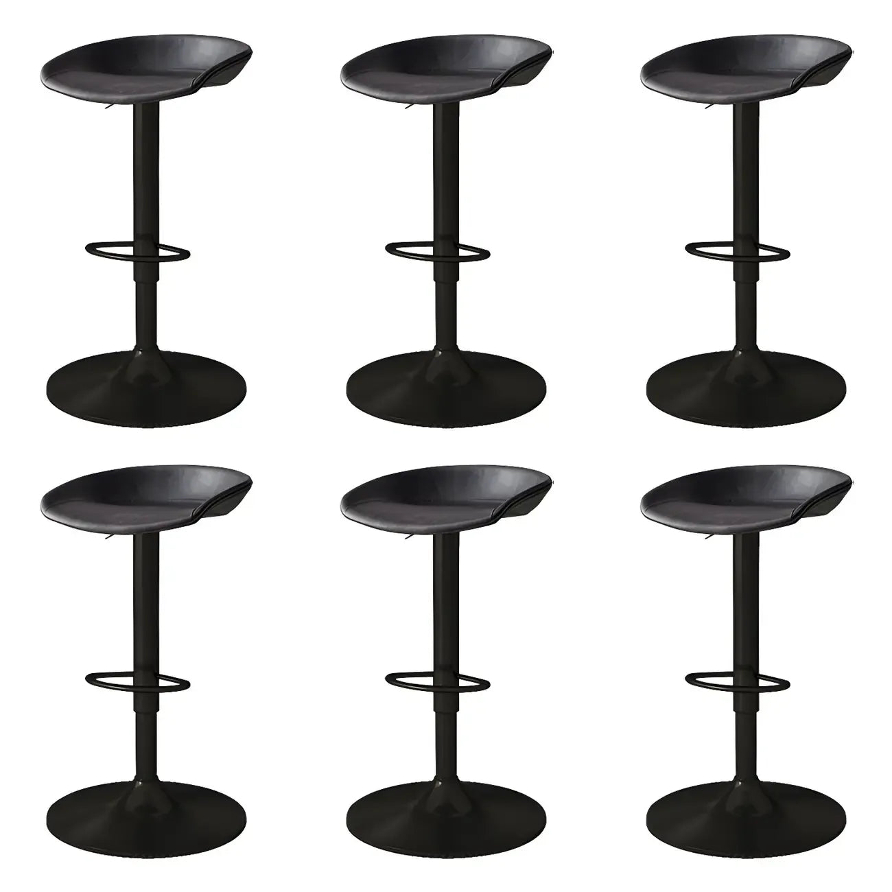 Tabouret de bar pivotant et réglable en cuir noir moderne