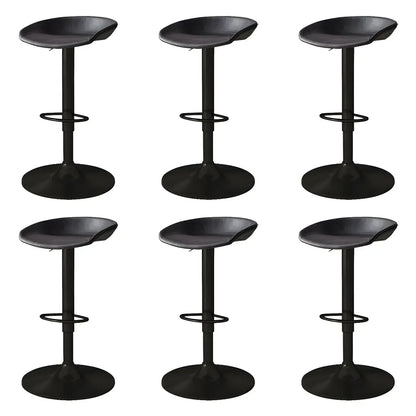 Tabouret de bar pivotant et réglable en cuir noir moderne