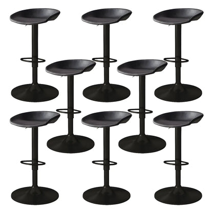 Tabouret de bar pivotant et réglable en cuir noir moderne