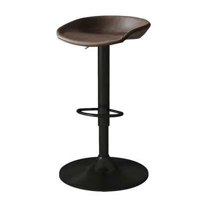 Tabouret de bar pivotant et réglable en cuir noir moderne