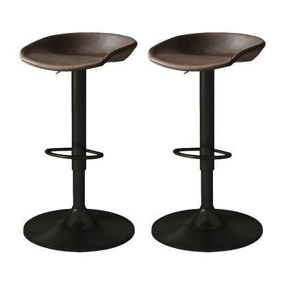 Tabouret de bar pivotant et réglable en cuir noir moderne
