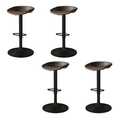 Tabouret de bar pivotant et réglable en cuir noir moderne