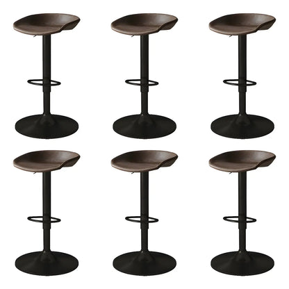 Tabouret de bar pivotant et réglable en cuir noir moderne