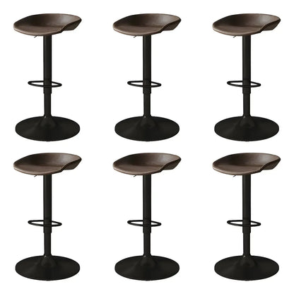 Tabouret de bar pivotant et réglable en cuir noir moderne