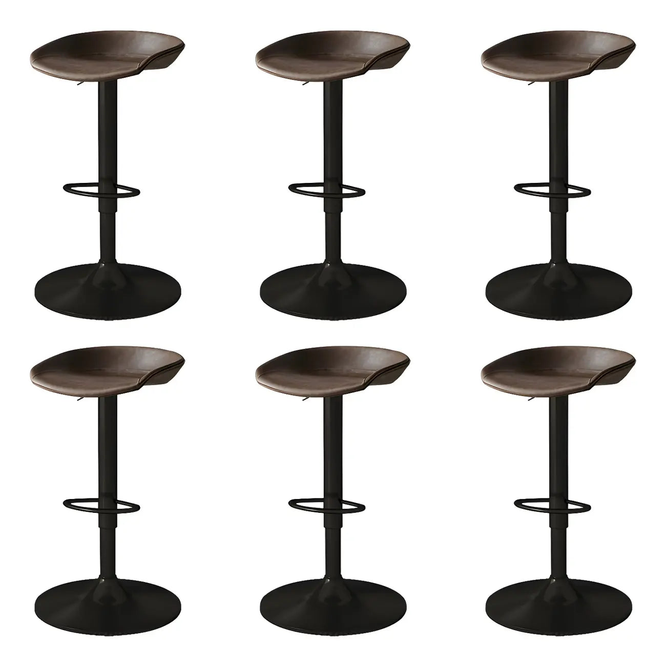 Tabouret de bar pivotant et réglable en cuir noir moderne