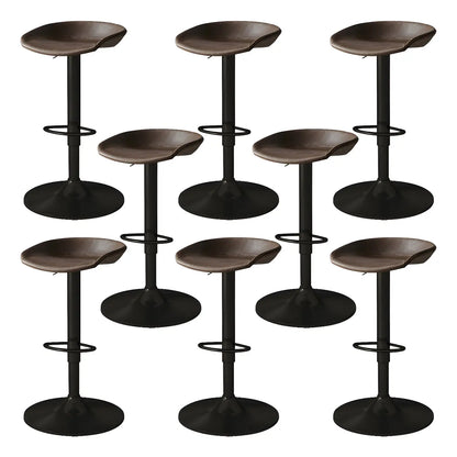 Tabouret de bar pivotant et réglable en cuir noir moderne
