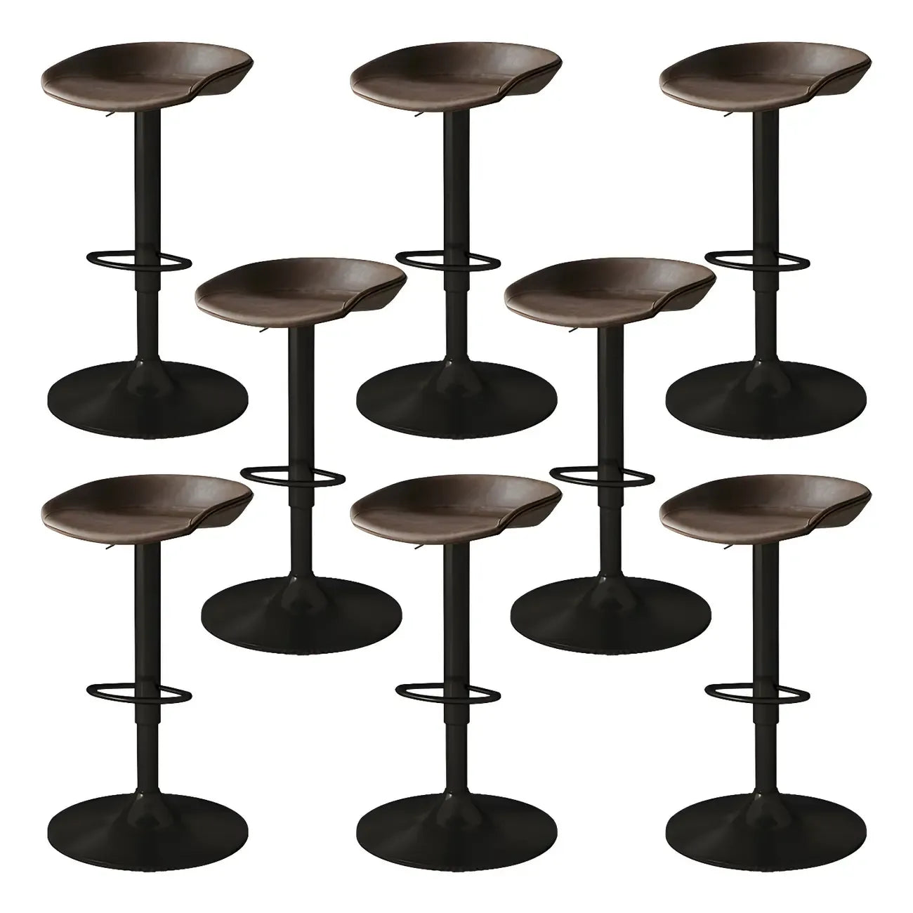 Tabouret de bar pivotant et réglable en cuir noir moderne