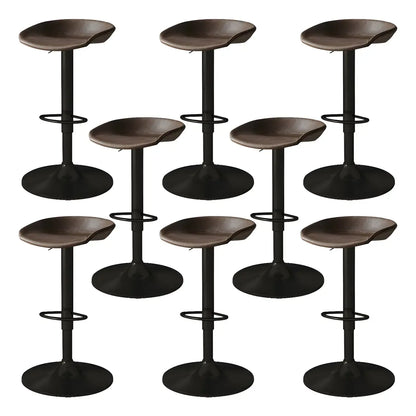 Tabouret de bar pivotant et réglable en cuir noir moderne