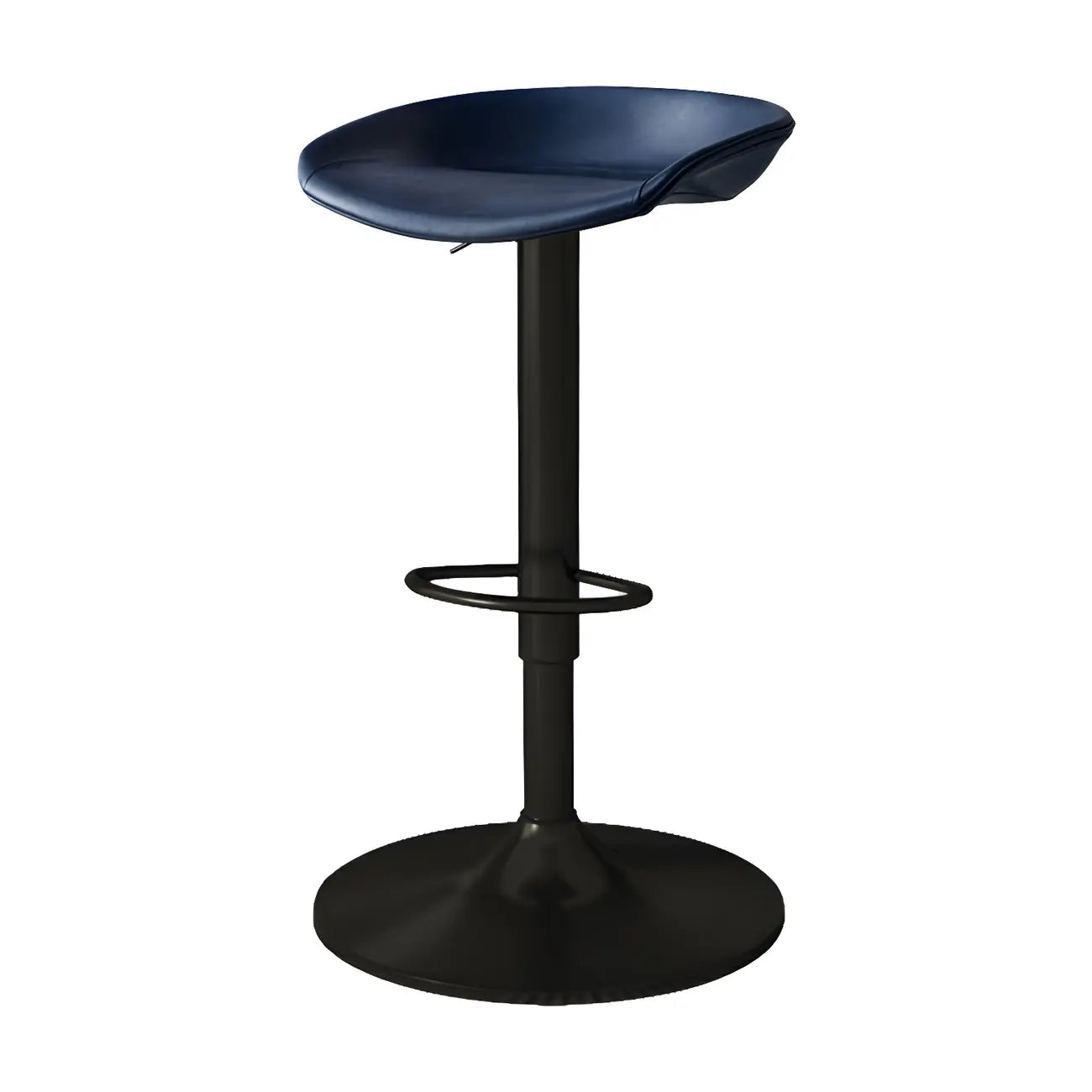 Tabouret de bar pivotant et réglable en cuir noir moderne