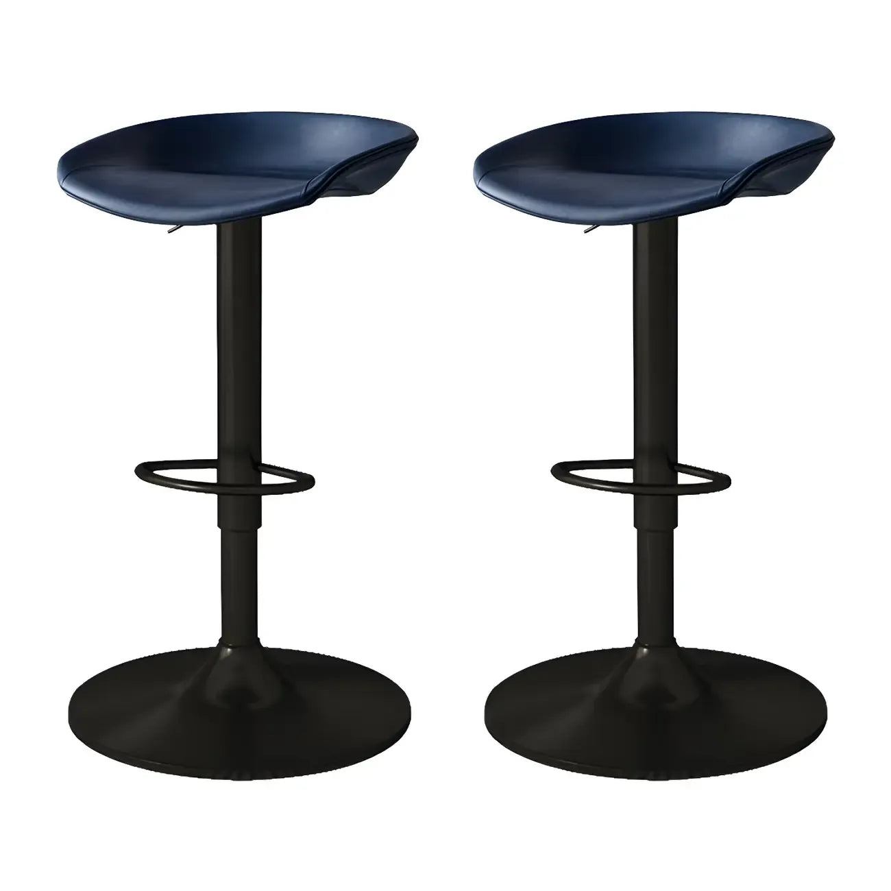 Tabouret de bar pivotant et réglable en cuir noir moderne