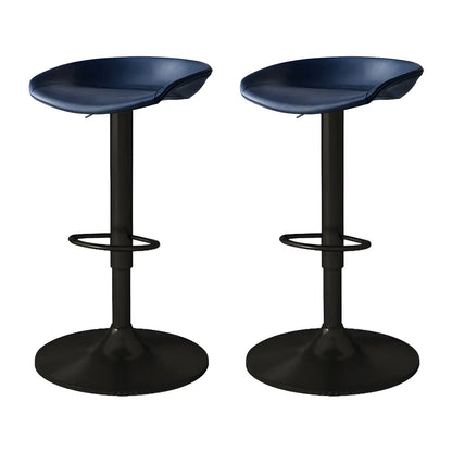 Tabouret de bar pivotant et réglable en cuir noir moderne