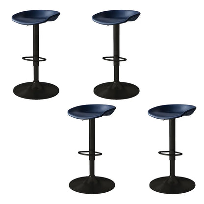 Tabouret de bar pivotant et réglable en cuir noir moderne