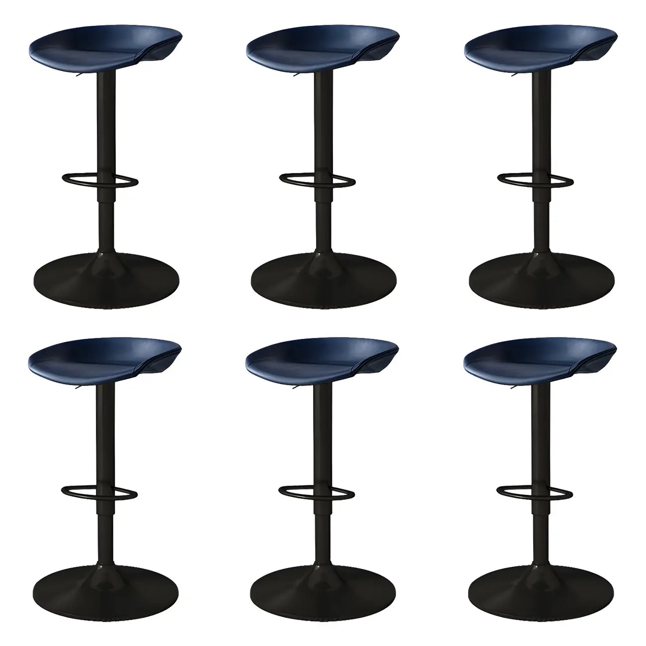 Tabouret de bar pivotant et réglable en cuir noir moderne