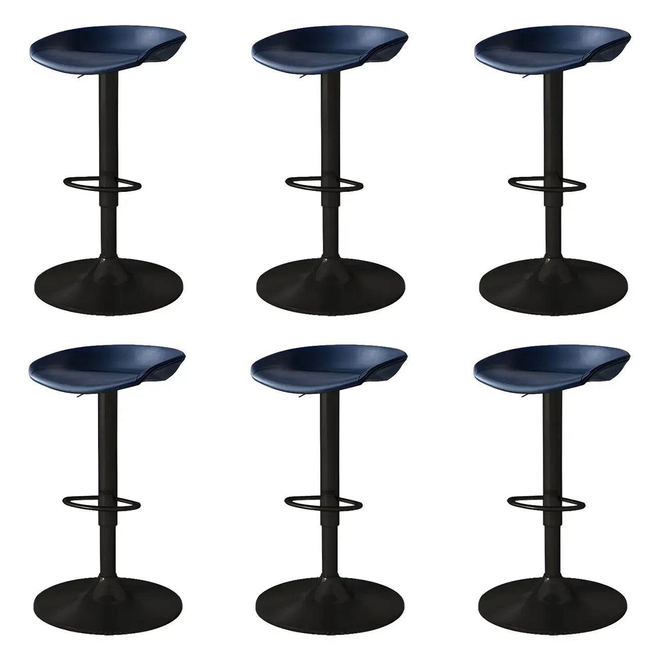Tabouret de bar pivotant et réglable en cuir noir moderne