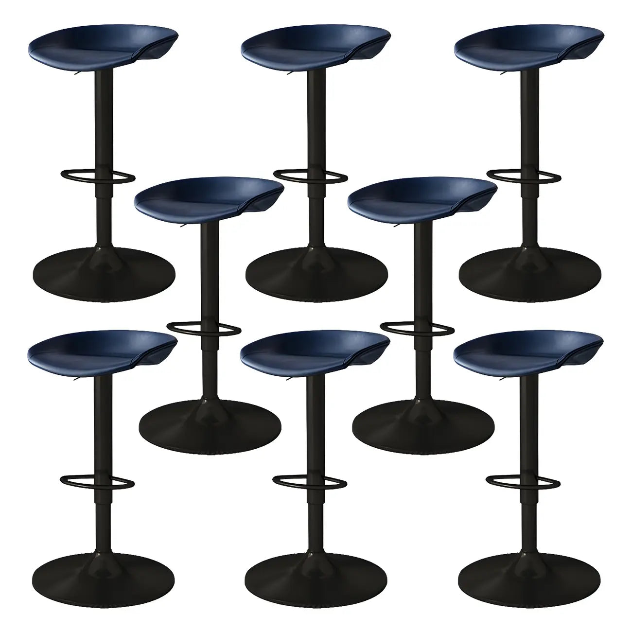 Tabouret de bar pivotant et réglable en cuir noir moderne