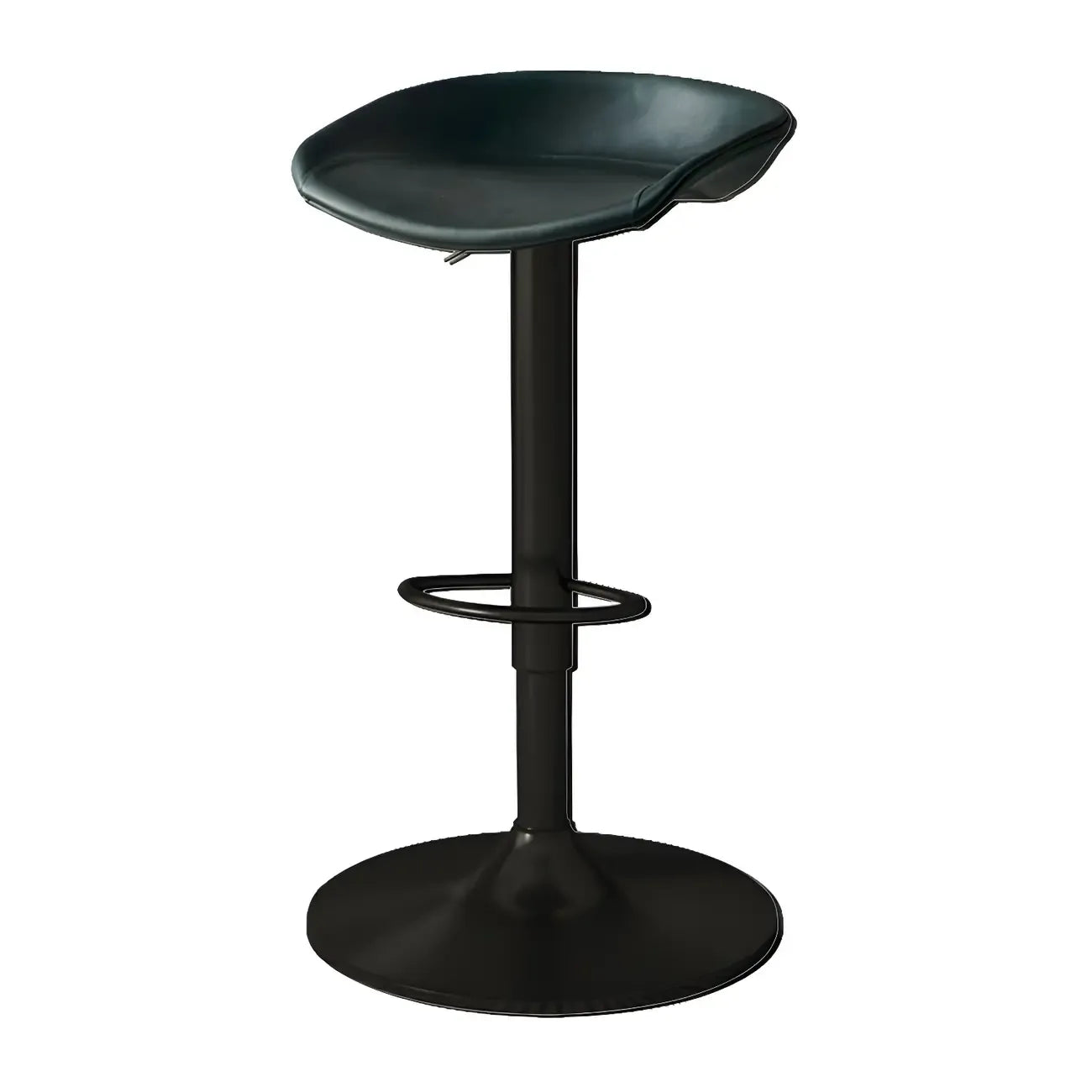 Tabouret de bar pivotant et réglable en cuir noir moderne