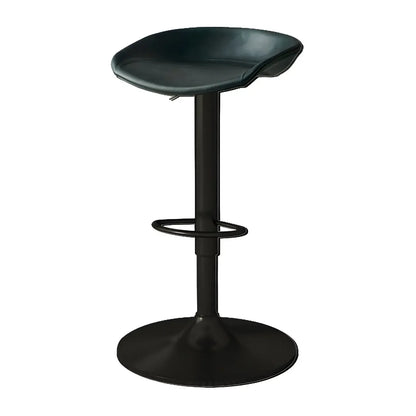 Tabouret de bar pivotant et réglable en cuir noir moderne