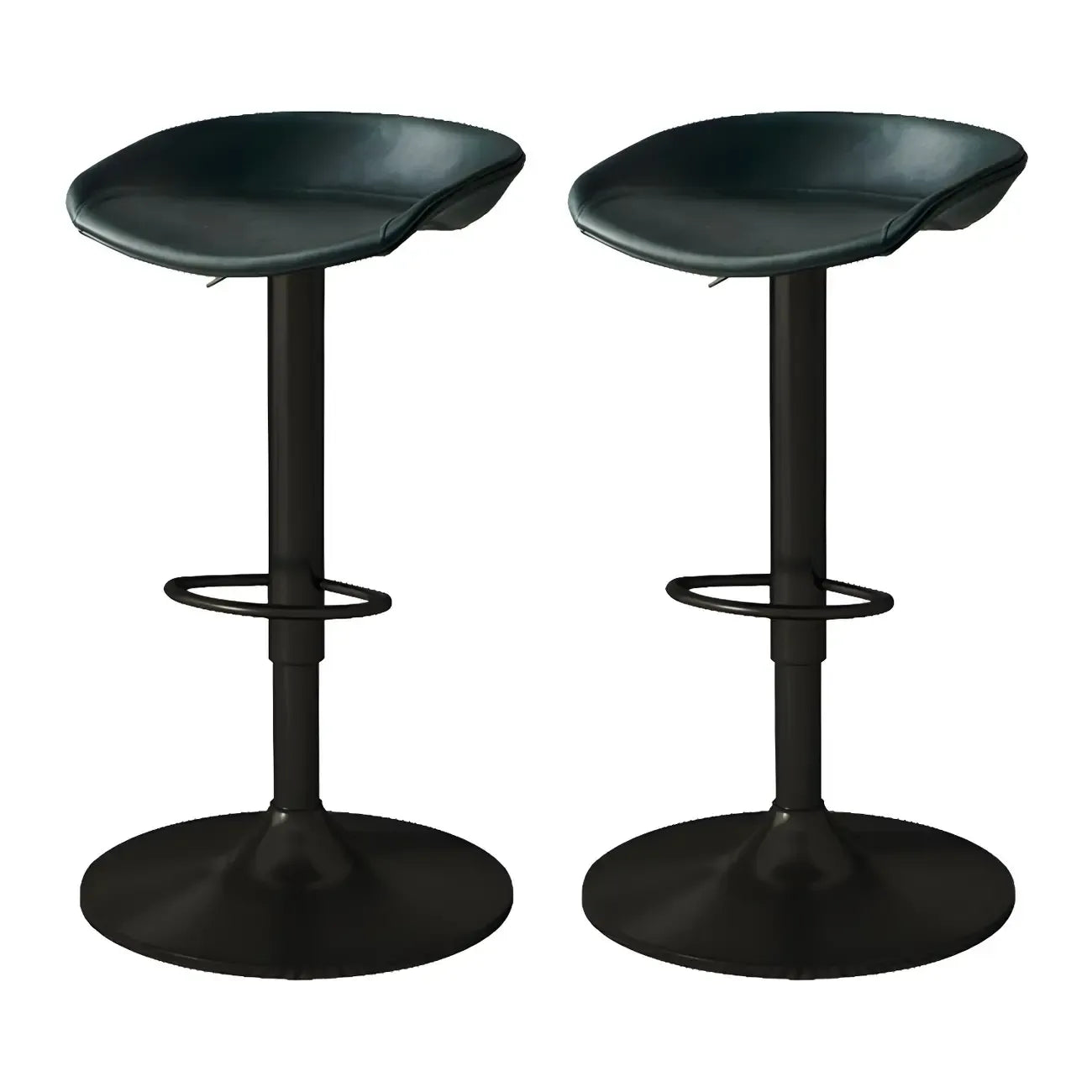 Tabouret de bar pivotant et réglable en cuir noir moderne