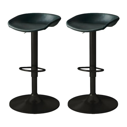 Tabouret de bar pivotant et réglable en cuir noir moderne
