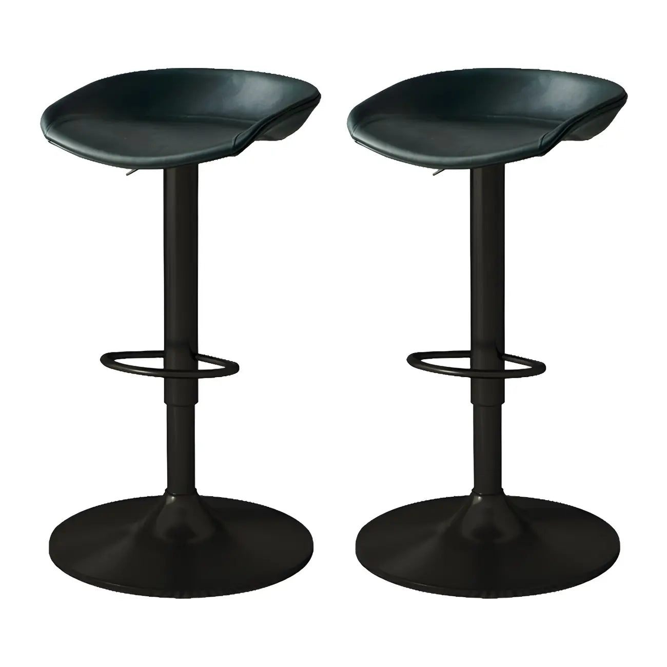 Tabouret de bar pivotant et réglable en cuir noir moderne