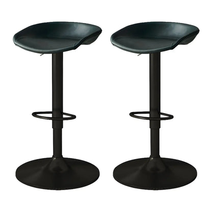 Tabouret de bar pivotant et réglable en cuir noir moderne