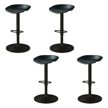 Tabouret de bar pivotant et réglable en cuir noir moderne