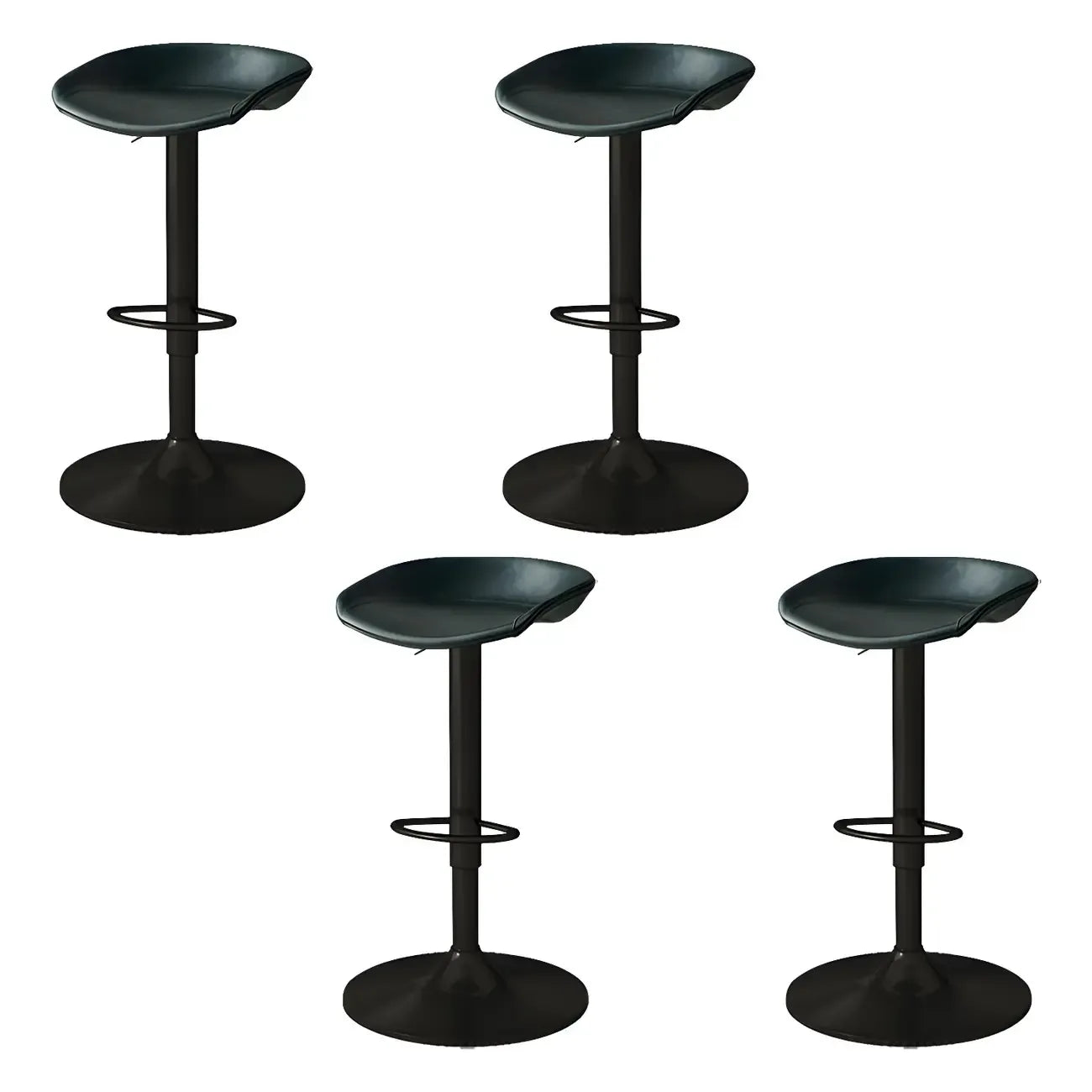 Tabouret de bar pivotant et réglable en cuir noir moderne
