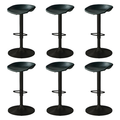 Tabouret de bar pivotant et réglable en cuir noir moderne