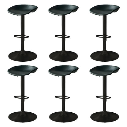 Tabouret de bar pivotant et réglable en cuir noir moderne