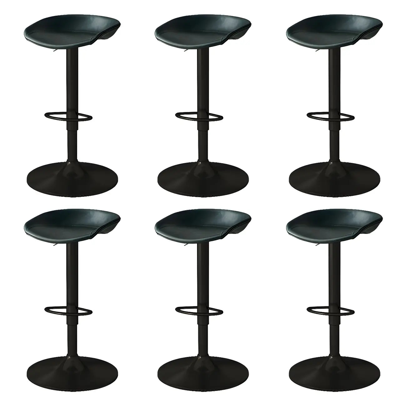Tabouret de bar pivotant et réglable en cuir noir moderne