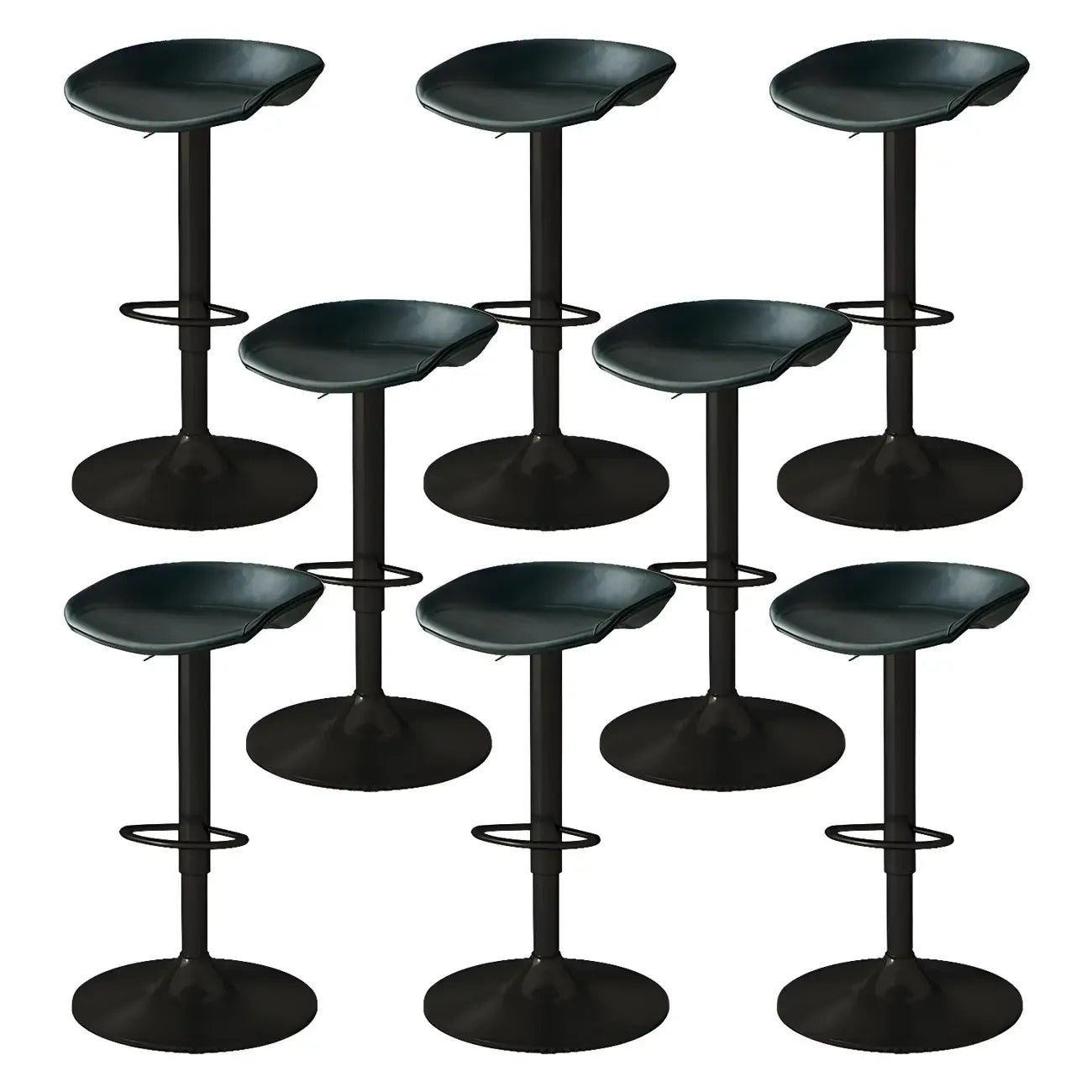 Tabouret de bar pivotant et réglable en cuir noir moderne