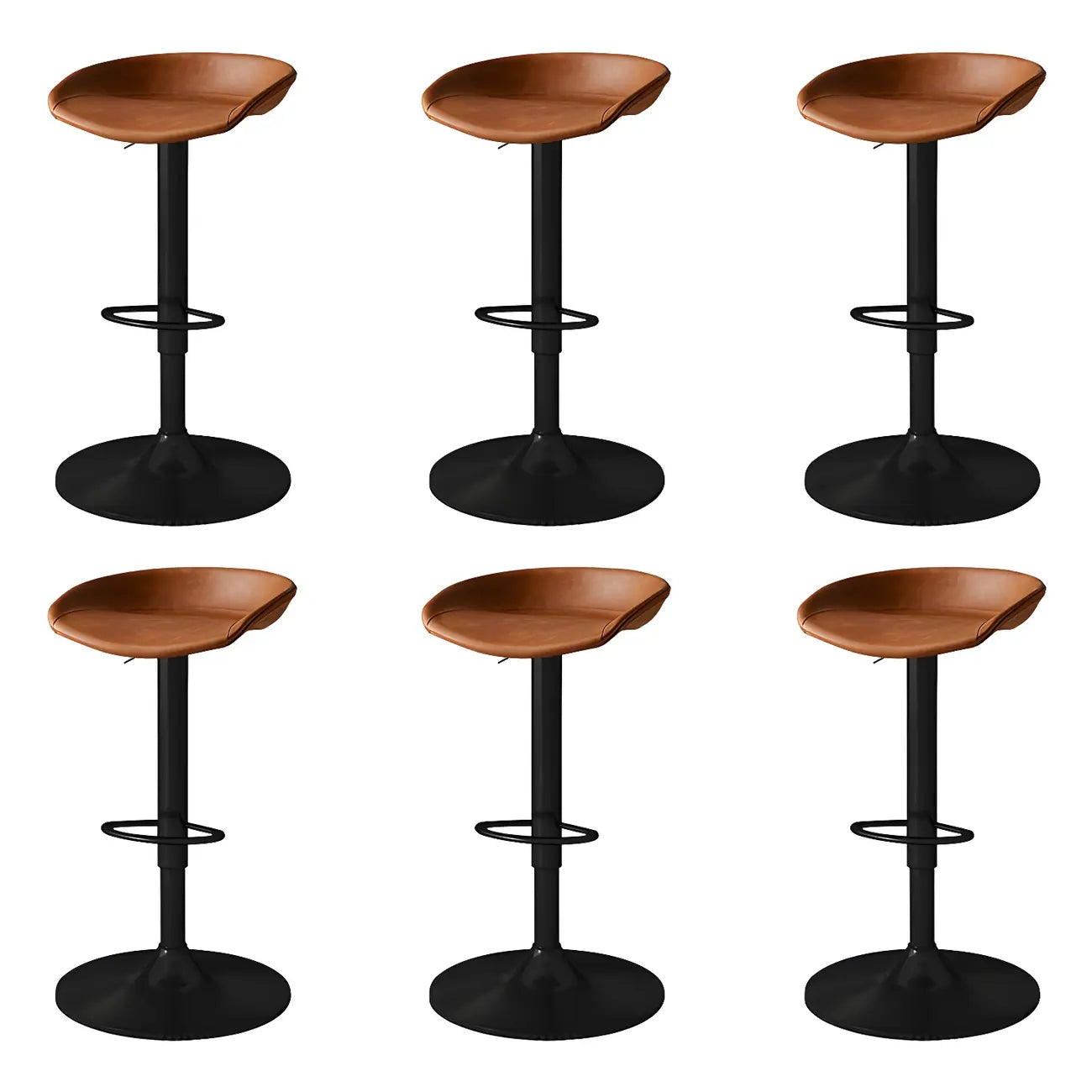 Tabouret de bar pivotant et réglable en cuir noir moderne