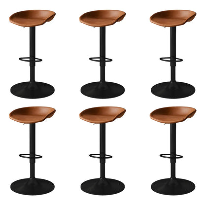 Tabouret de bar pivotant et réglable en cuir noir moderne