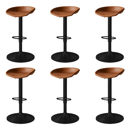 Tabouret de bar pivotant et réglable en cuir noir moderne