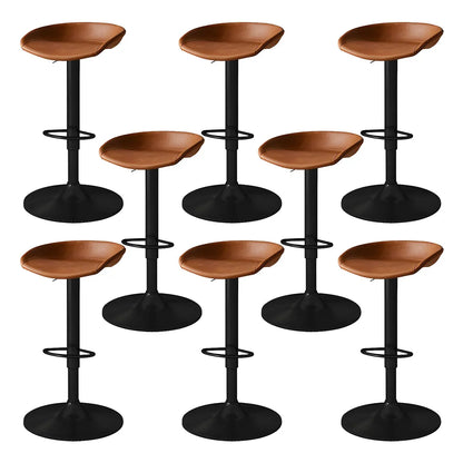 Tabouret de bar pivotant et réglable en cuir noir moderne