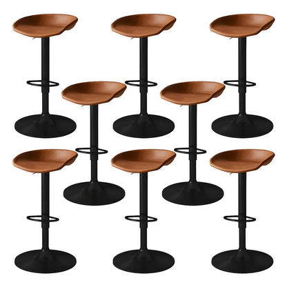 Tabouret de bar pivotant et réglable en cuir noir moderne