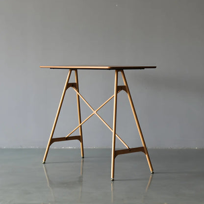 Tables de bar industrielles légères en bois noir et métal imitation bois