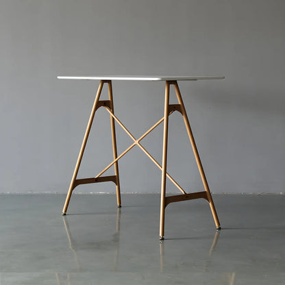 Tables de bar industrielles légères en bois noir et métal imitation bois