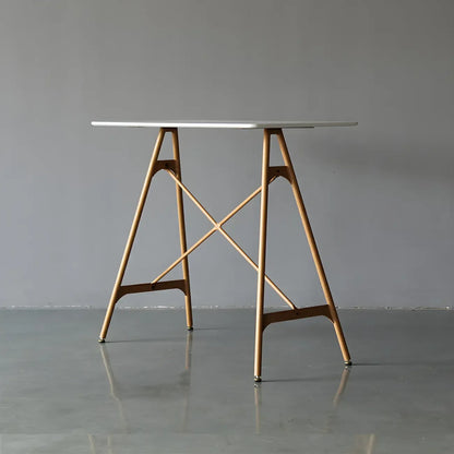 Tables de bar industrielles légères en bois noir et métal imitation bois