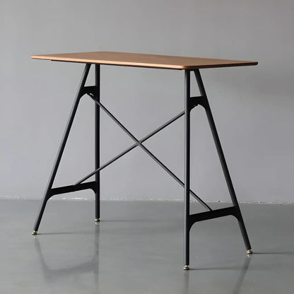 Tables de bar industrielles légères en bois noir et métal imitation bois