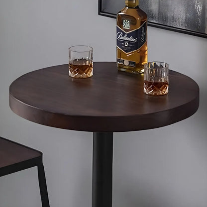 Tables de bar industrielles en bois brun et métal sur pied