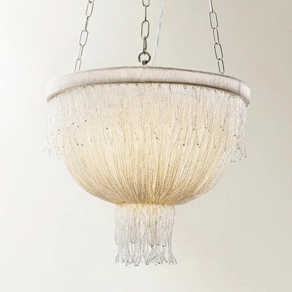 Lustre luxueux et élégant en perles de verre transparent