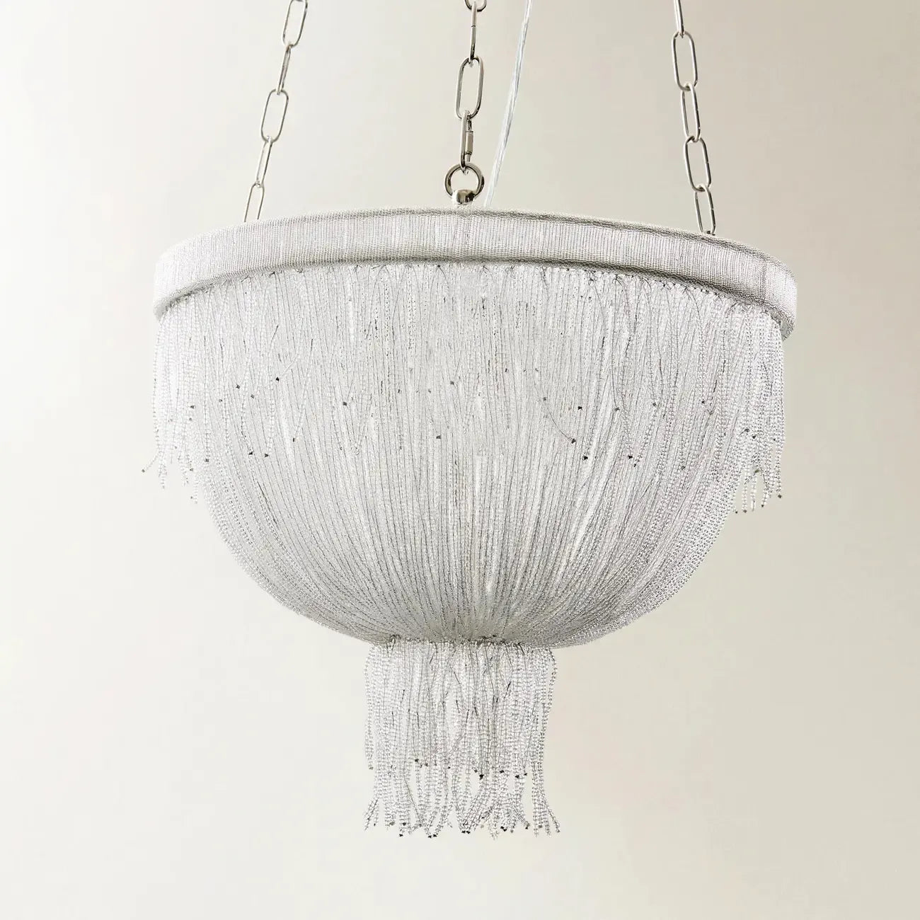 Lustre luxueux et élégant en perles de verre transparent