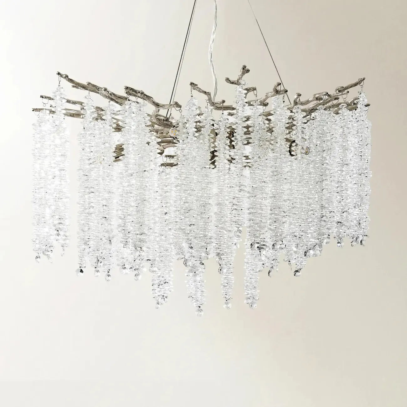 Lustre moderne à six lumières en cristal et perles, style branches