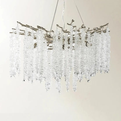 Lustre moderne à six lumières en cristal et perles, style branches