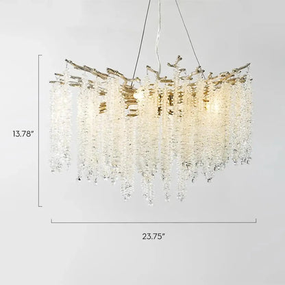 Lustre moderne à six lumières en cristal et perles, style branches