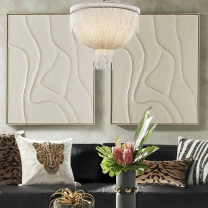 Lustre luxueux et élégant en perles de verre transparent