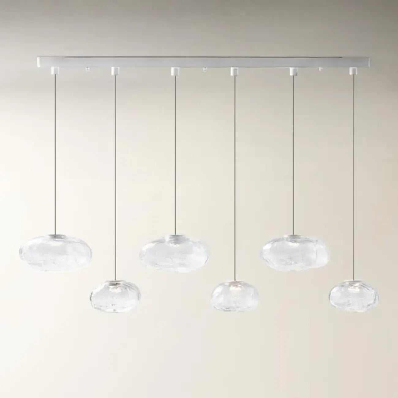 Lustre moderne en verre et LED pour îlot de cuisine